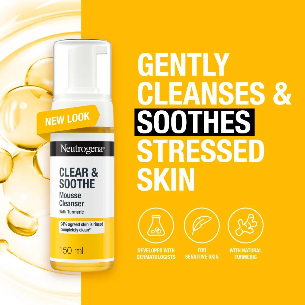 Neutrogena Clear & Soothe Turmeric Mousse Cleanser 150ml - Image 2