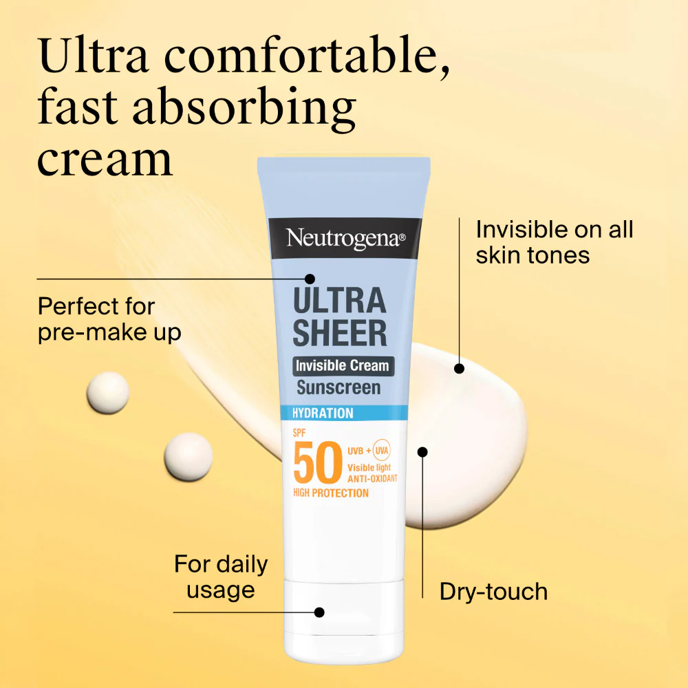 Neutrogena Ultra Sheer Invisible Hydration Cream Sunscreen SPF50 50ml - Image 3