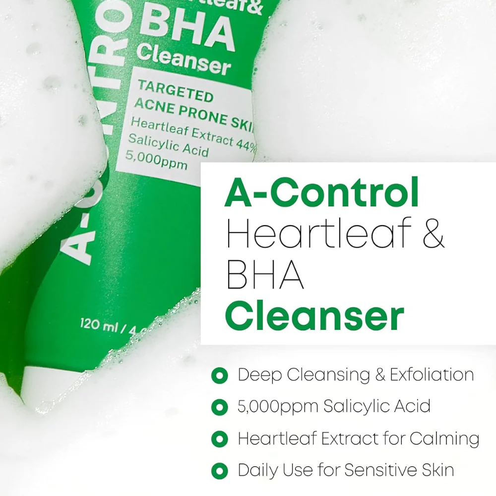 Nineless A-Control Heartleaf & BHA Cleanser 120ml - Image 3