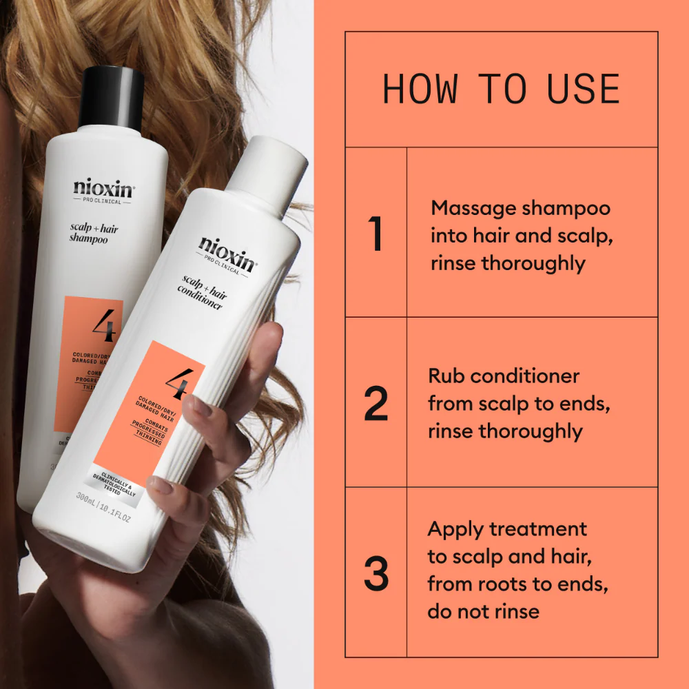 Nioxin System 4 Scalp Therapy Conditioner for Coloured Treated Hair with Progressed Thinning 1000ml - Image 4
