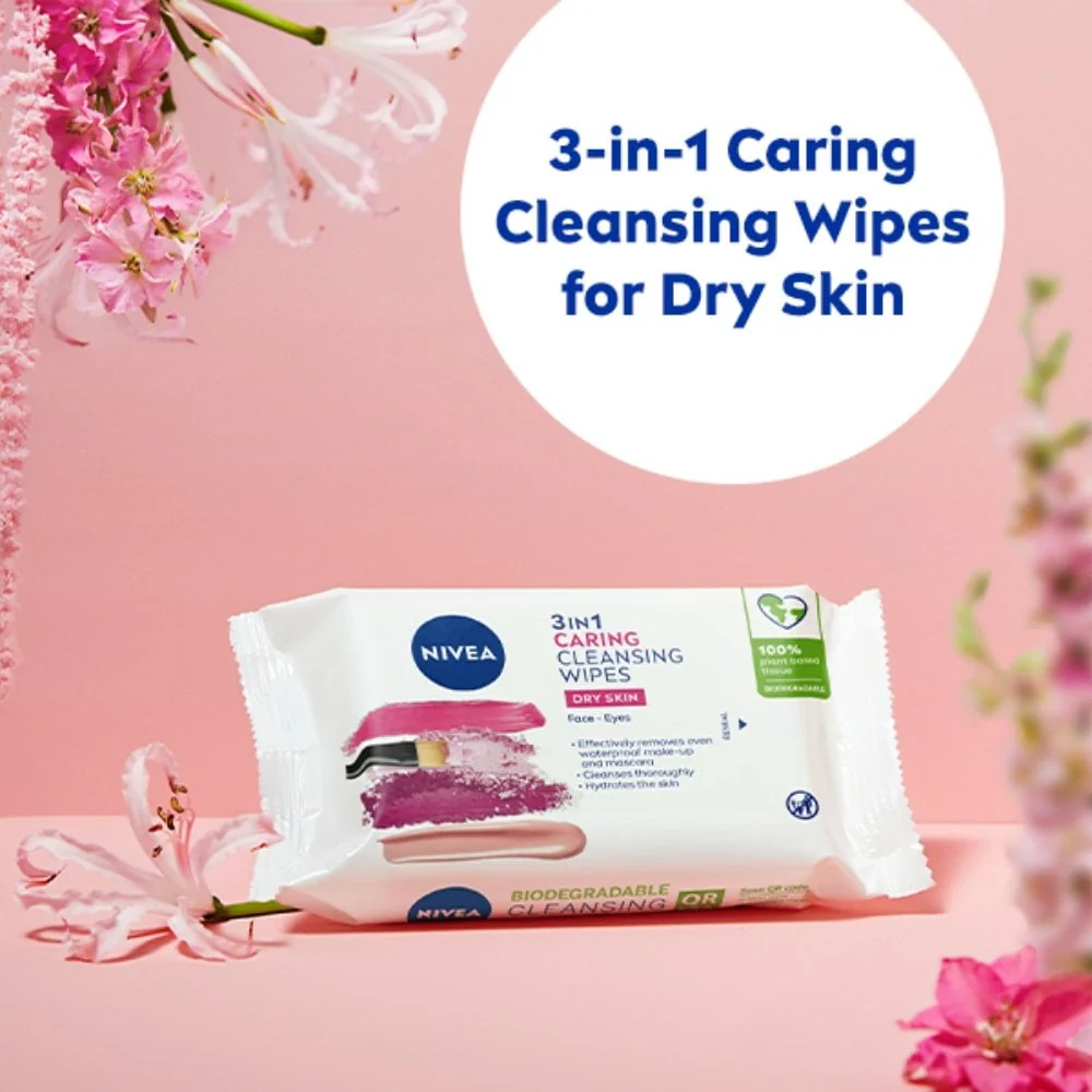 Nivea Biodegradable 3 In 1 Caring Cleansing Wipes Pack of 25 - Image 2