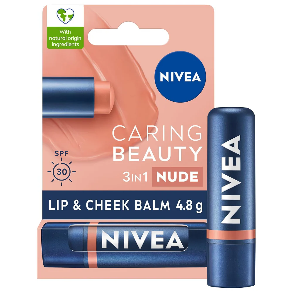 Nivea Caring Beauty 3-In-1 Lip & Cheek Balm SPF30 4.8g - Image 2