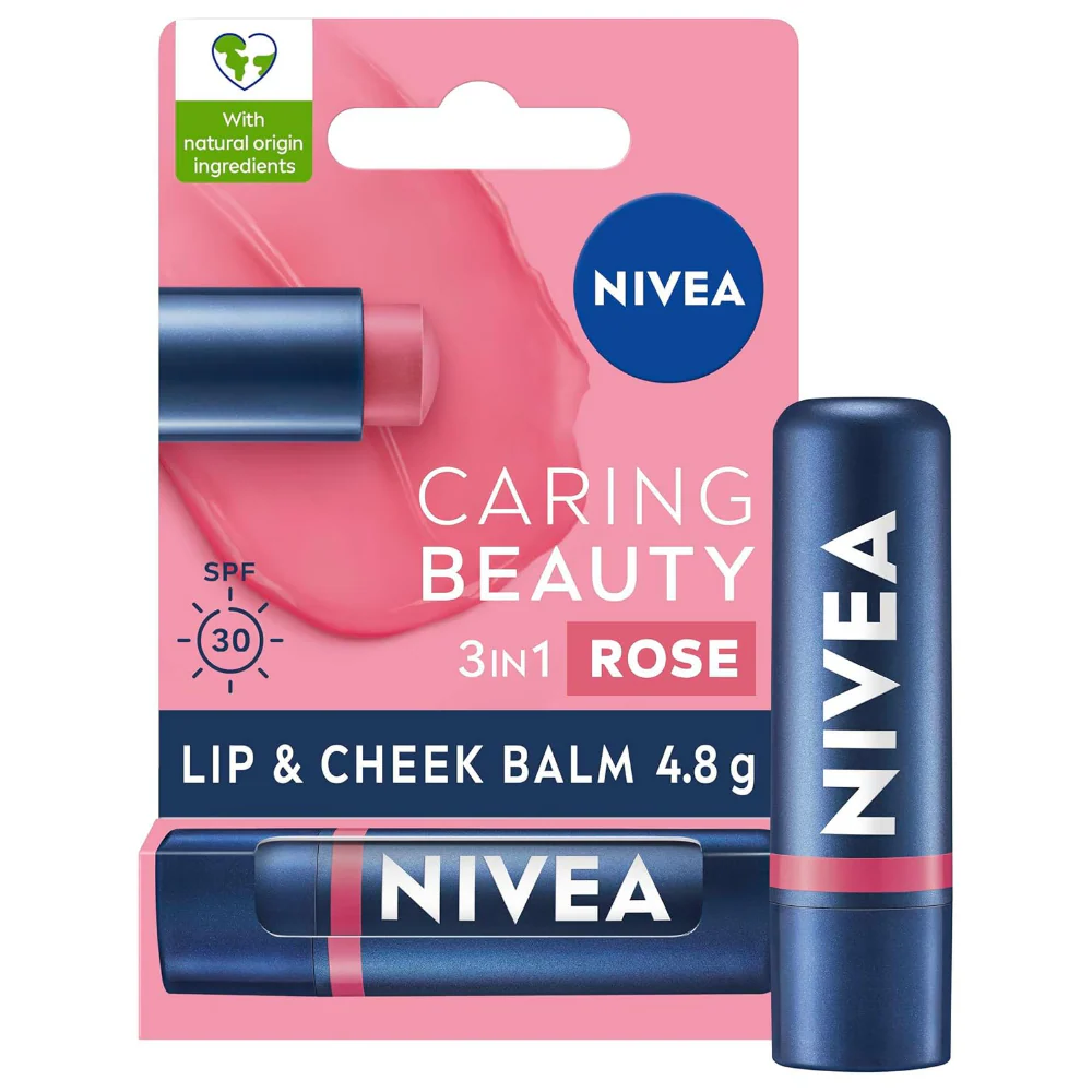 Nivea Caring Beauty 3-In-1 Lip & Cheek Balm SPF30 4.8g - Image 3