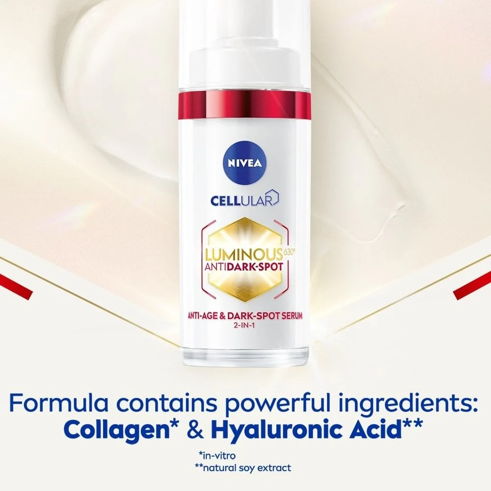 Nivea Cellular Luminous 630 2-in-1 Anti-Age & Dark-Spot Serum 30ml - Image 3