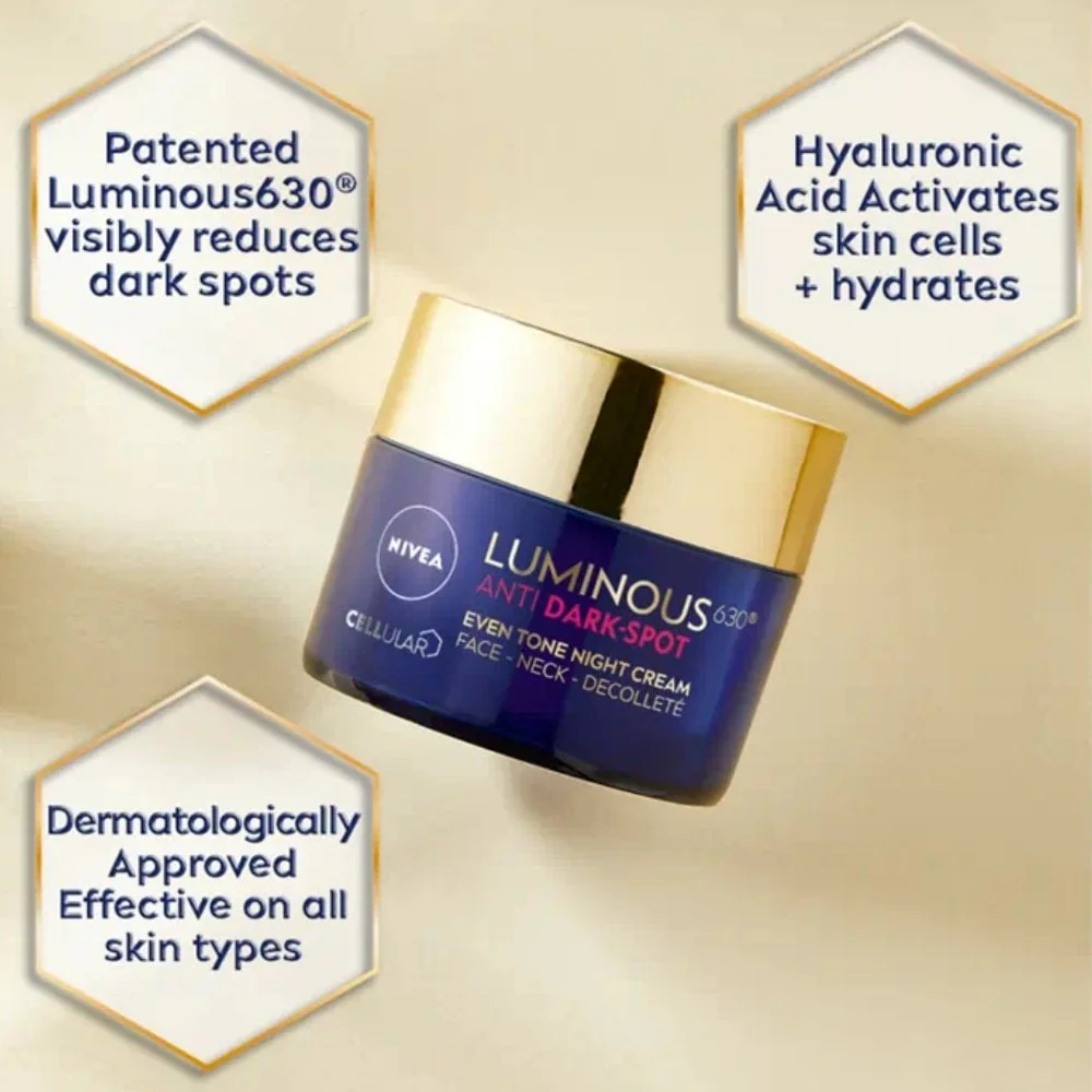 Nivea Cellular Luminous 630 Anti-Dark Spot Even Tone Night Cream 50ml - Image 6
