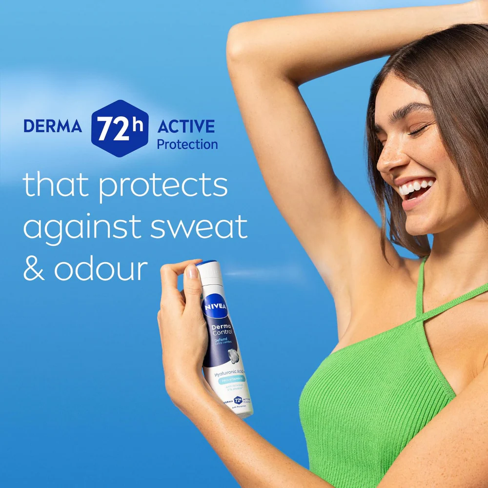 Nivea Derma Control Defend Extra Comfort 72h Anti-Perspirant Deodorant Spray 250ml - Image 4