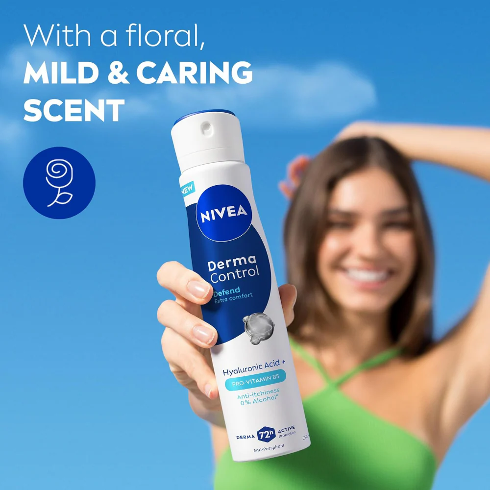 Nivea Derma Control Defend Extra Comfort 72h Anti-Perspirant Deodorant Spray 250ml - Image 6