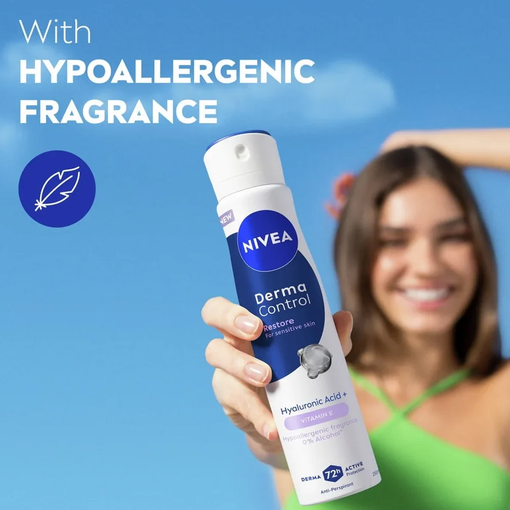 Nivea Derma Control Restore Sensitive Skin 72h Anti-Perspirant Deodorant Spray 250ml - Image 6