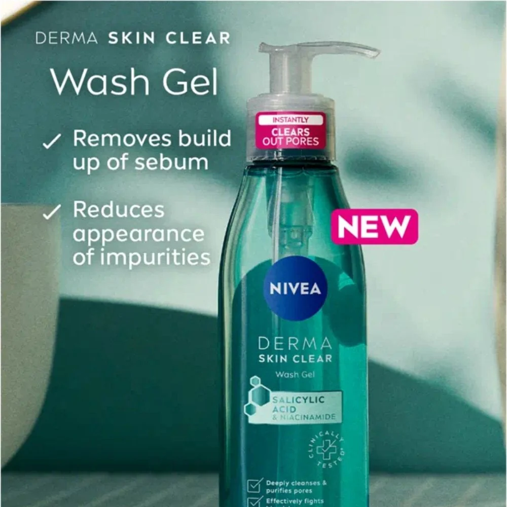 Nivea Derma Skin Clear Face Wash Gel 150ml - Image 2
