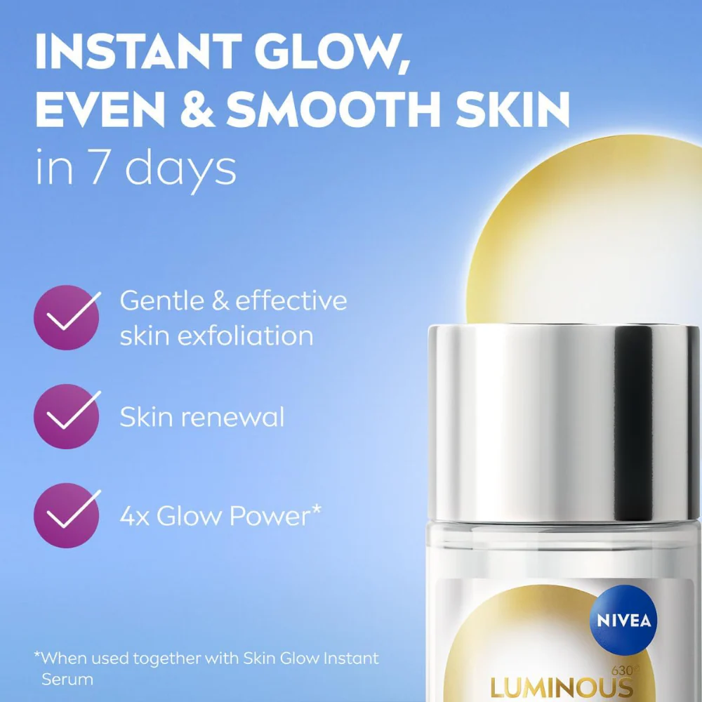 Nivea Luminous 630 Skin Glow Daily Liquid Exfoliant 100ml - Image 3