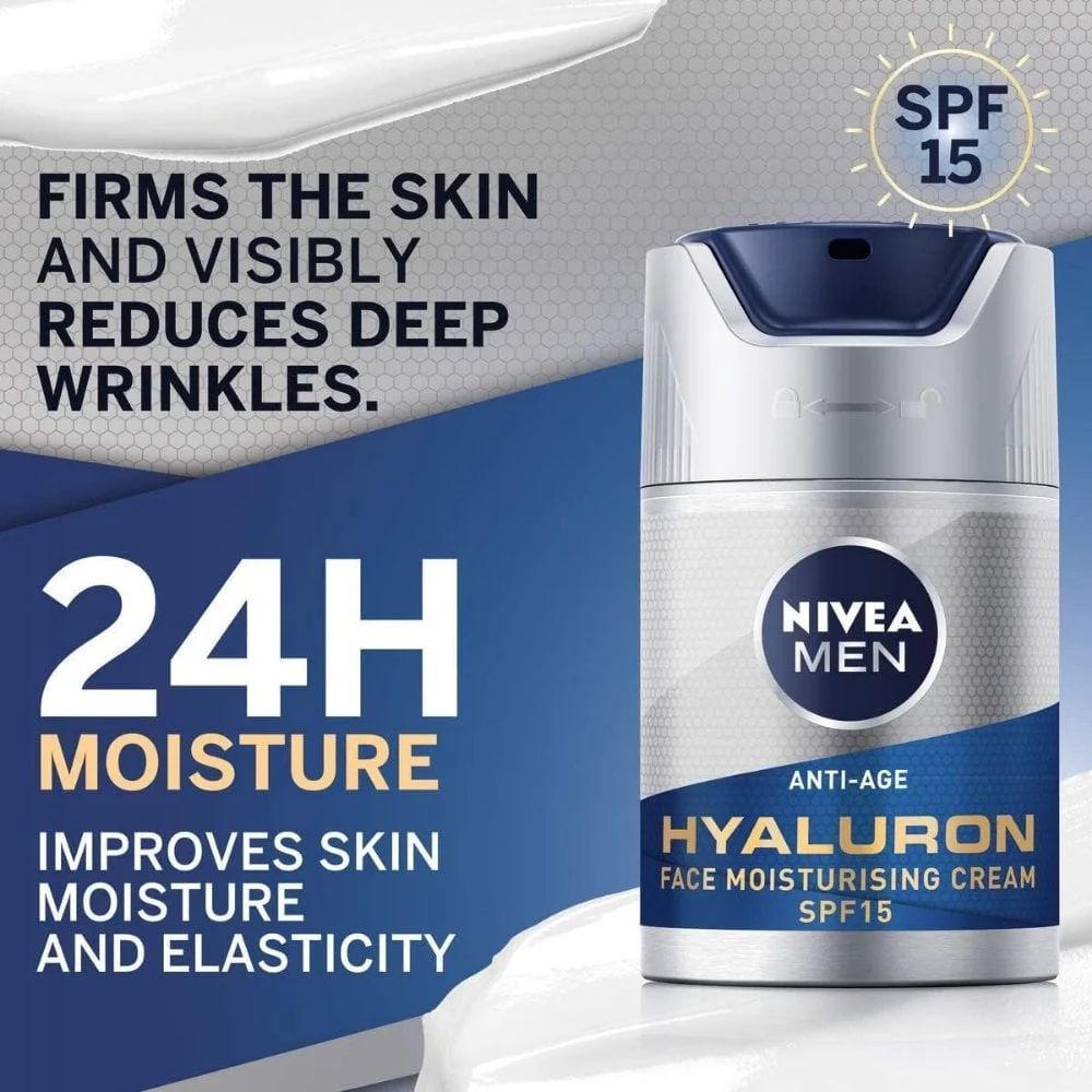 Nivea Men Anti-Age Hyaluron Face Moisturising Cream SPF15 50ml - Image 3