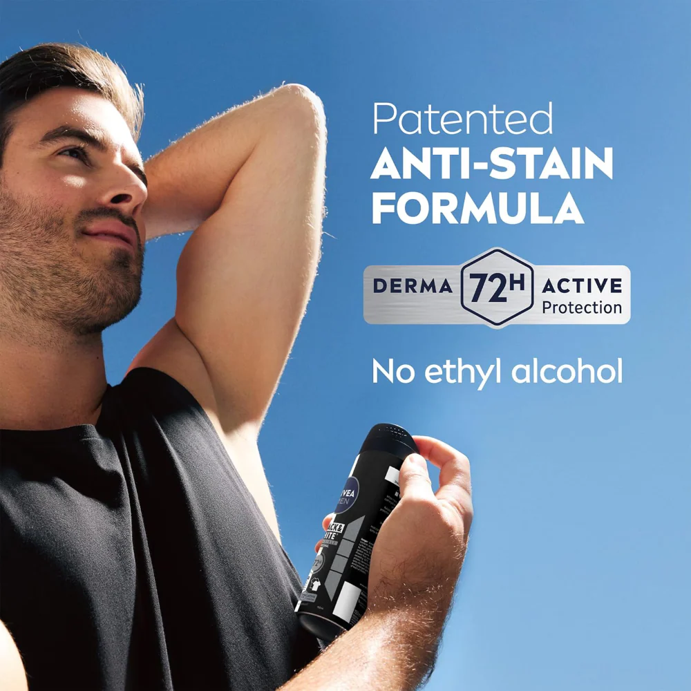 Nivea Men Black & White Original 72h Anti-Perspirant Deodorant Spray 250ml - Image 6