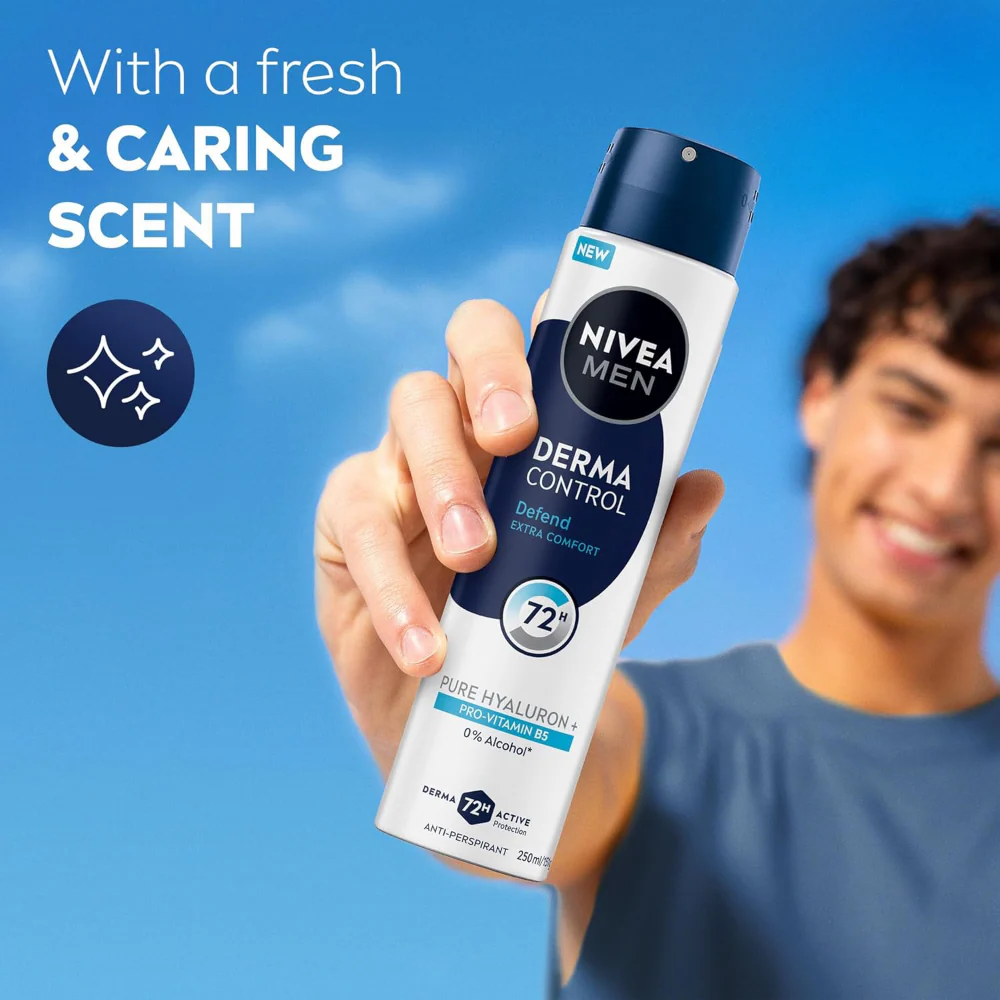 Nivea Men Derma Control Defend Extra Comfort 72h Anti-Perspirant Deodorant Spray 250ml - Image 6
