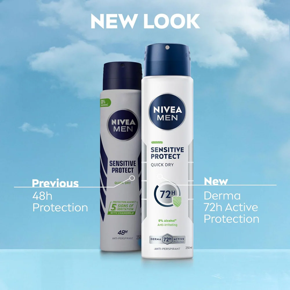 Nivea Men Derma Control Sensitive 72h Anti-Perspirant Deodorant Spray 250ml - Image 6