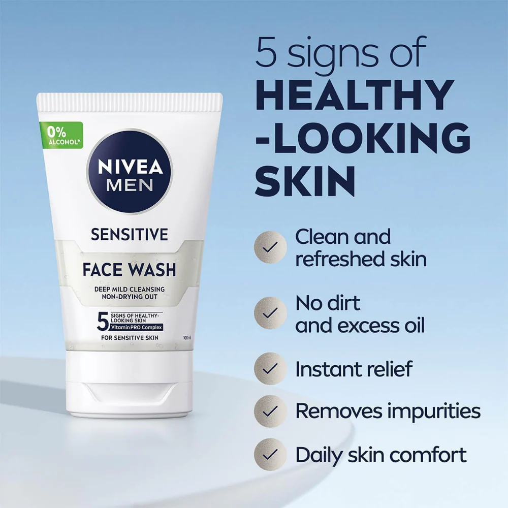 Nivea Men Sensitive Face Gel Wash 100ml - Image 2
