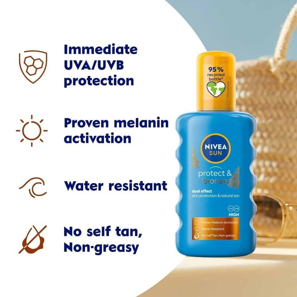 Nivea Sun Protect & Bronze Sun Cream Spray SPF30 200ml - Image 2