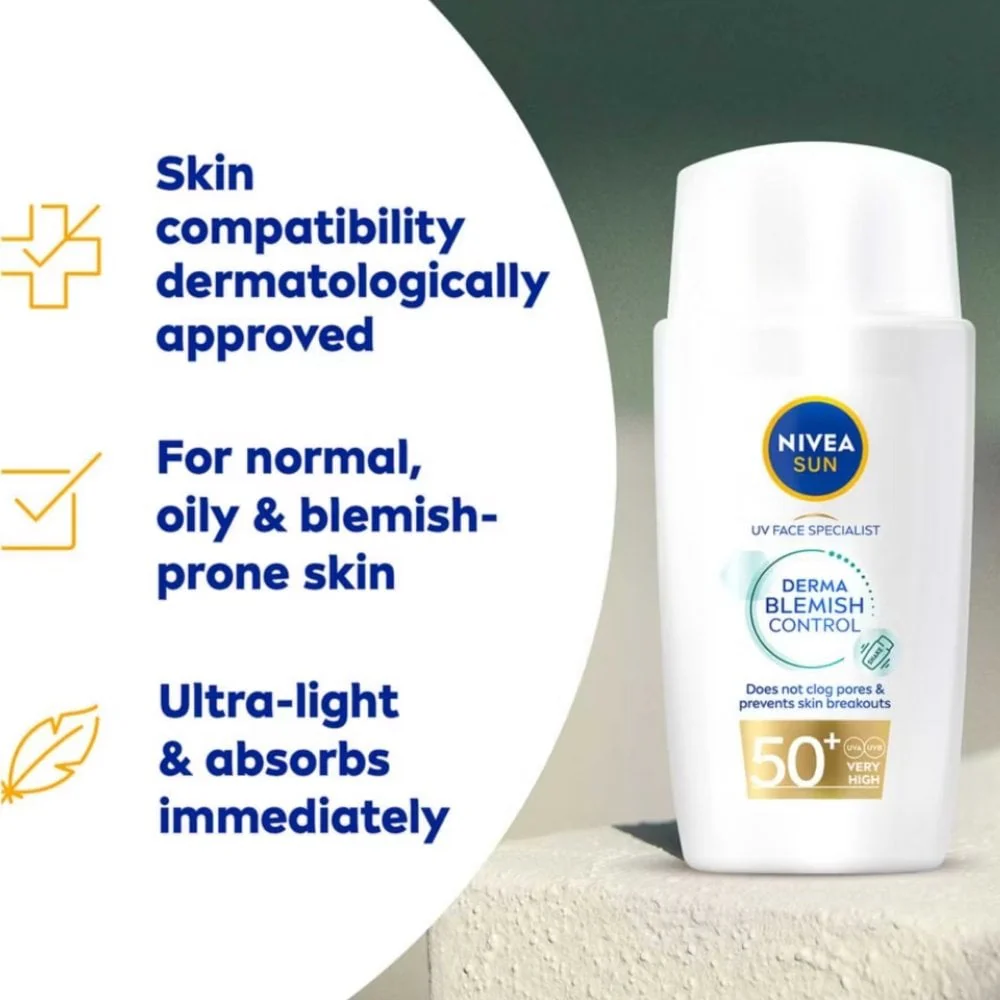 Nivea Sun UV Face Derma Blemish Control Sun Fluid SPF50+ 40ml - Image 3