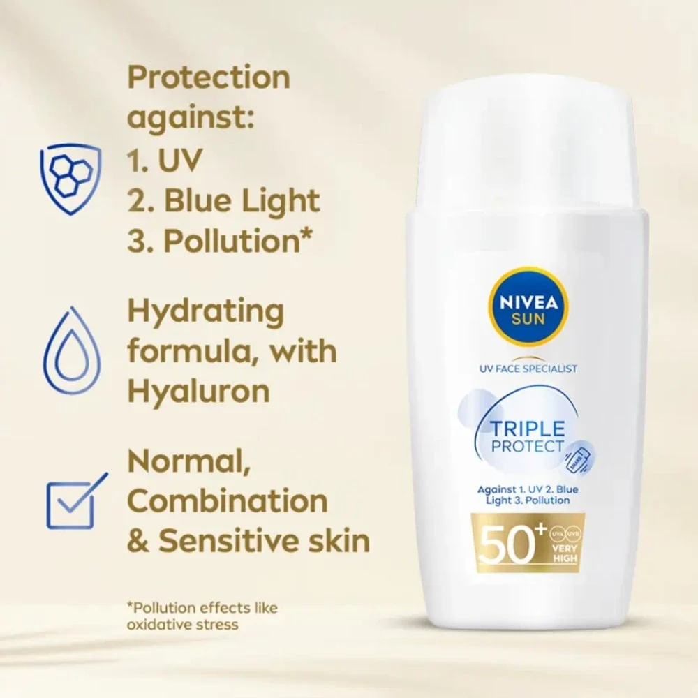 Nivea Sun UV Face Specialist Triple Protect Sun Fluid SPF50+ 40ml - Image 2