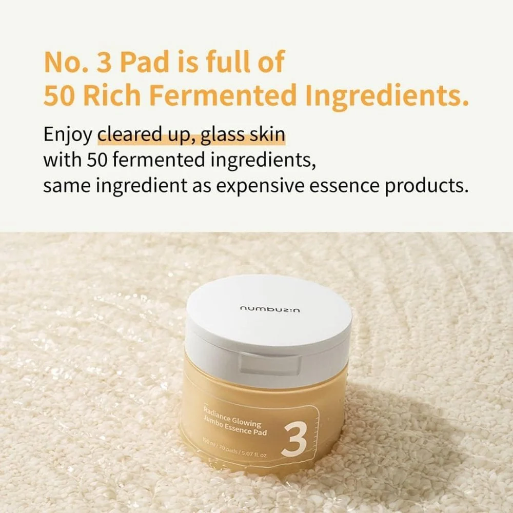 Numbuzin No. 3 Radiance Glowing Jumbo Essence Pad x70 - Image 5