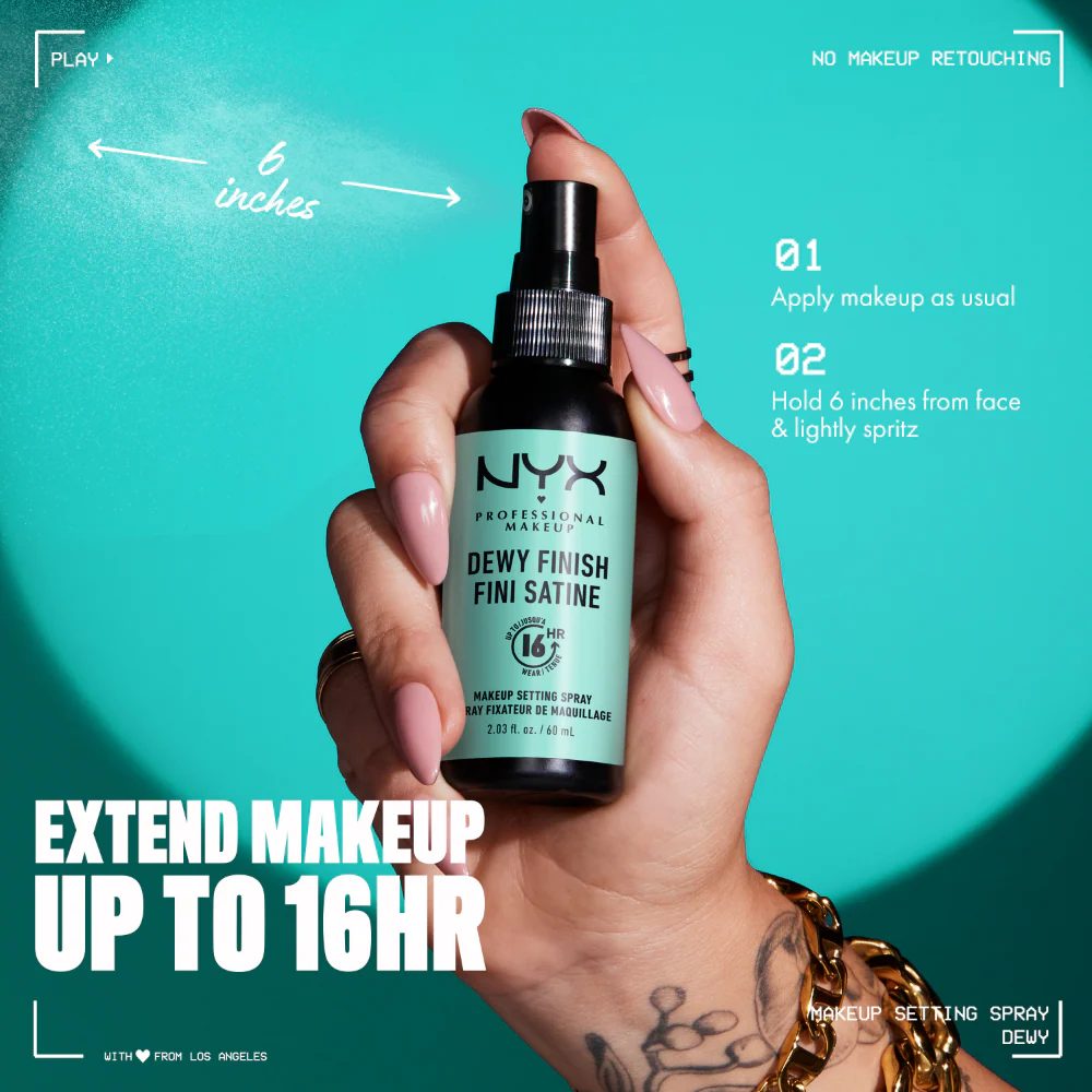 NYX Professional Makeup Dewy Finish Makeup Setting Spray 60ml - Image 2