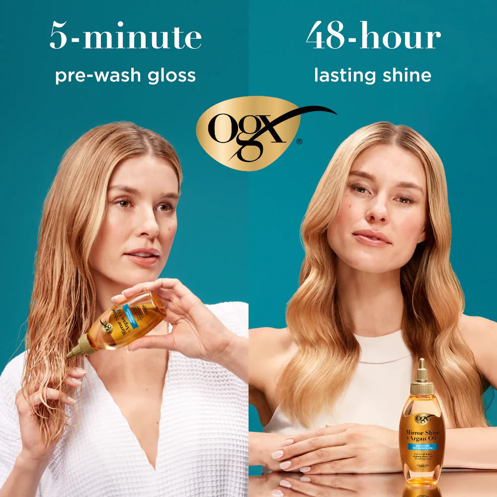 OGX Mirror Shine & Argan Oil Pre-Wash Gloss 118ml - Image 2