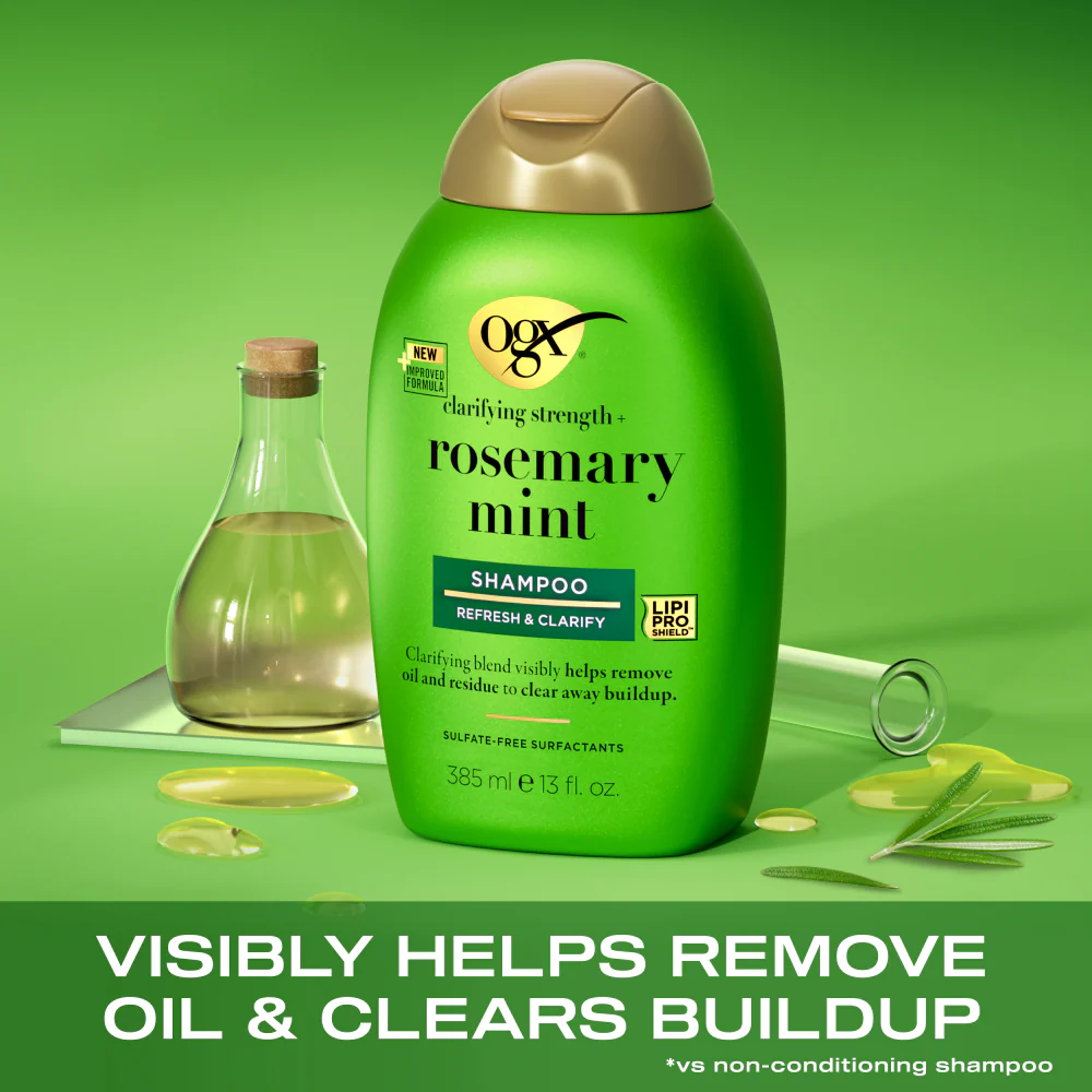 OGX Refreshing Strength+ Clarifying Rosemary & Mint Shampoo 385ml - Image 2