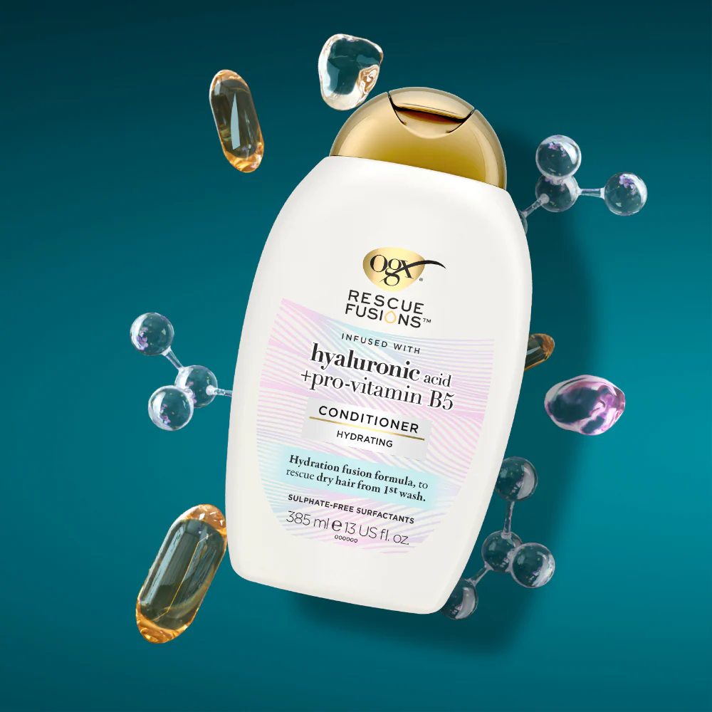 OGX Rescue Fusions Hyaluronic Acid & Pro-Vitamin B5 Hydrating Conditioner 385ml - Image 2