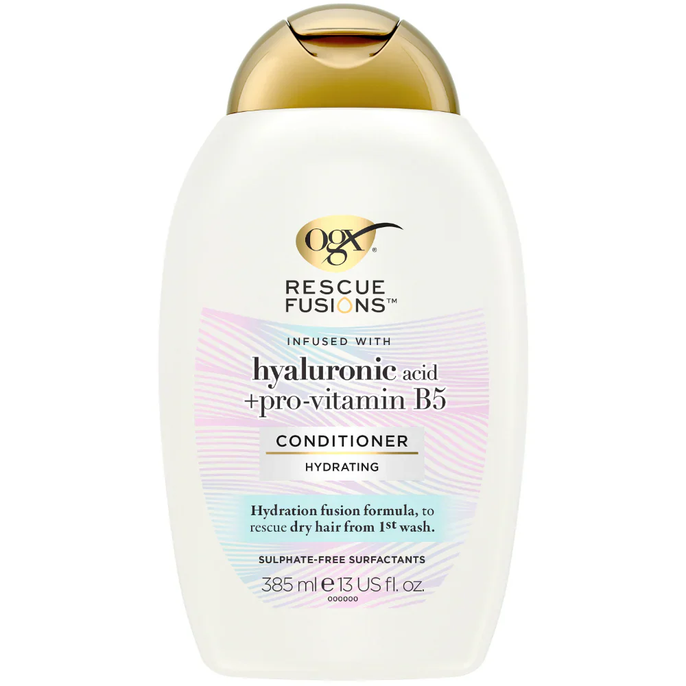 OGX Rescue Fusions Hyaluronic Acid & Pro-Vitamin B5 Hydrating Shampoo & Conditioner Twin 2 x 385ml - Image 2