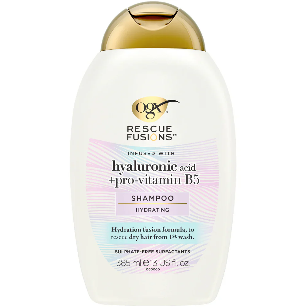 OGX Rescue Fusions Hyaluronic Acid & Pro-Vitamin B5 Hydrating Shampoo & Conditioner Twin 2 x 385ml - Image 3