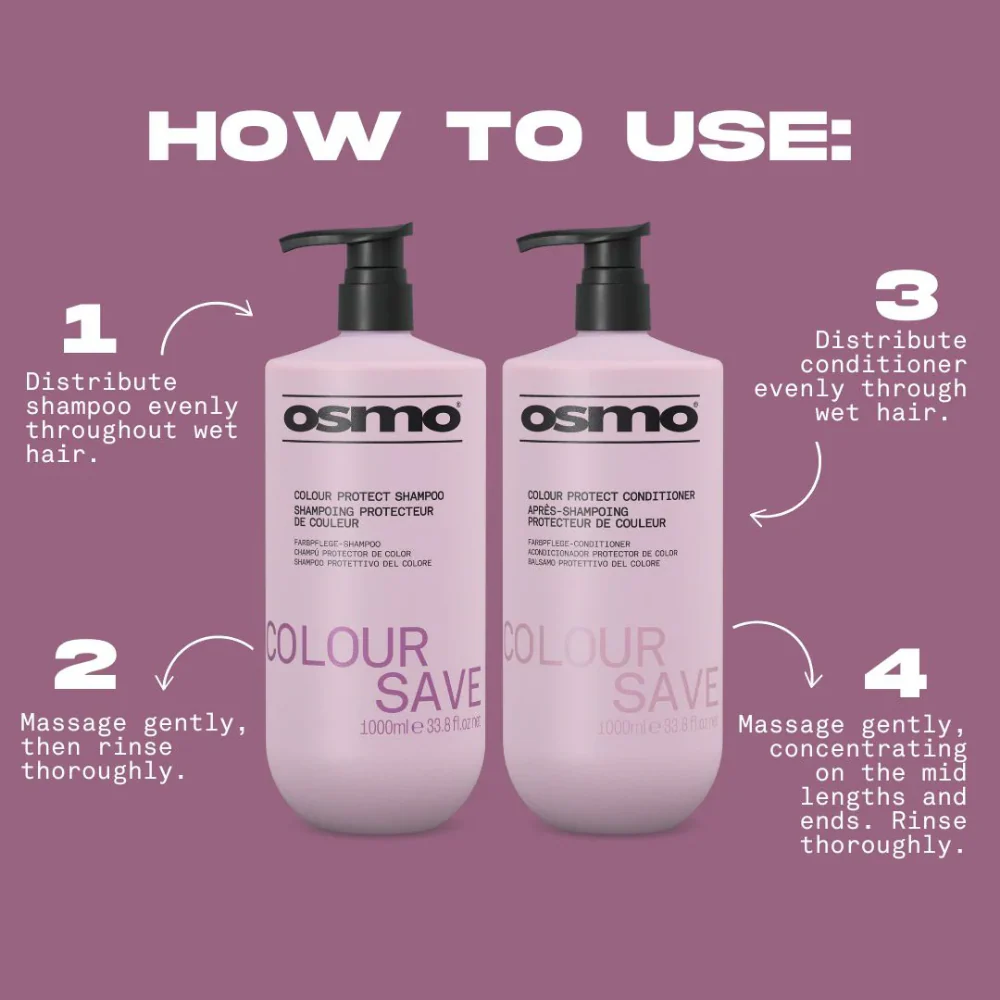 Osmo Colour Save Colour Protect Shampoo & Conditioner Twin 2 x 1000ml - Image 4