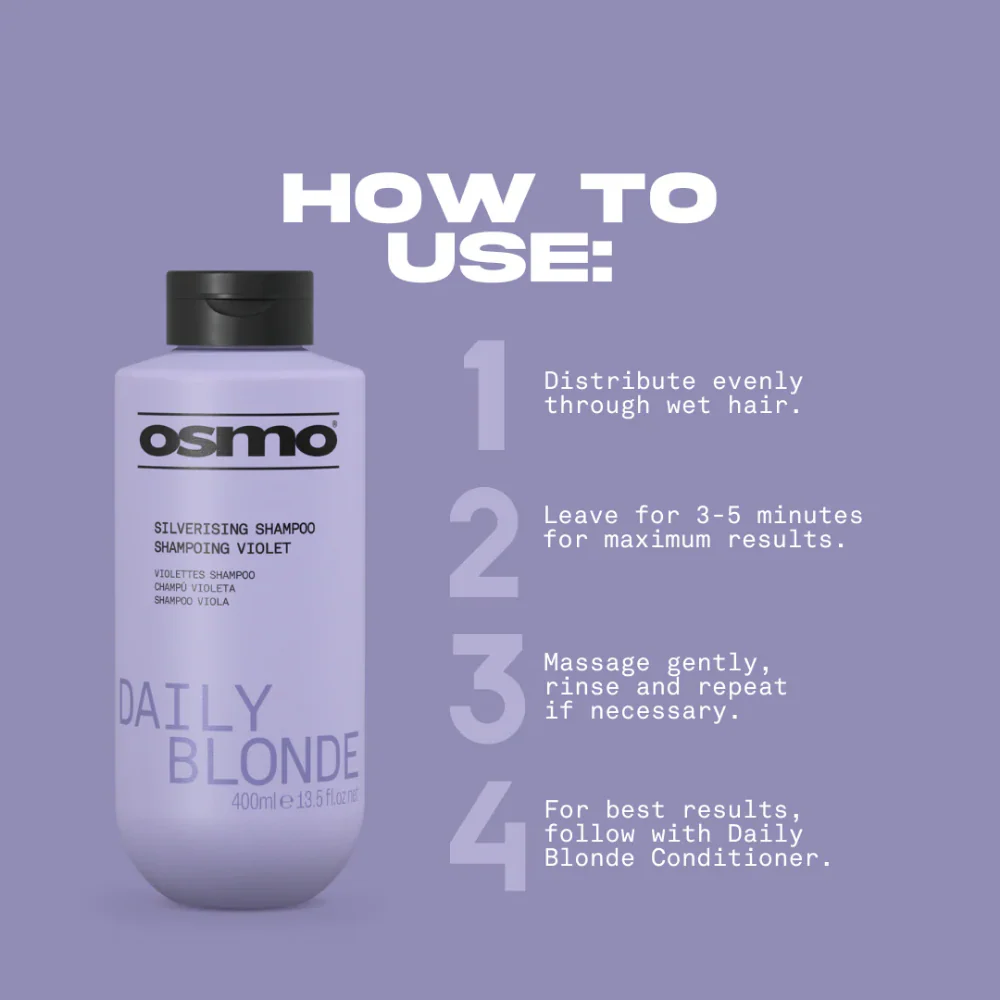 Osmo Daily Blonde Silverising Shampoo 400ml - Image 4