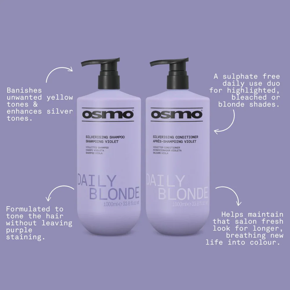 Osmo Daily Blonde Silverising Shampoo & Conditioner Twin 2 x 400ml - Image 2