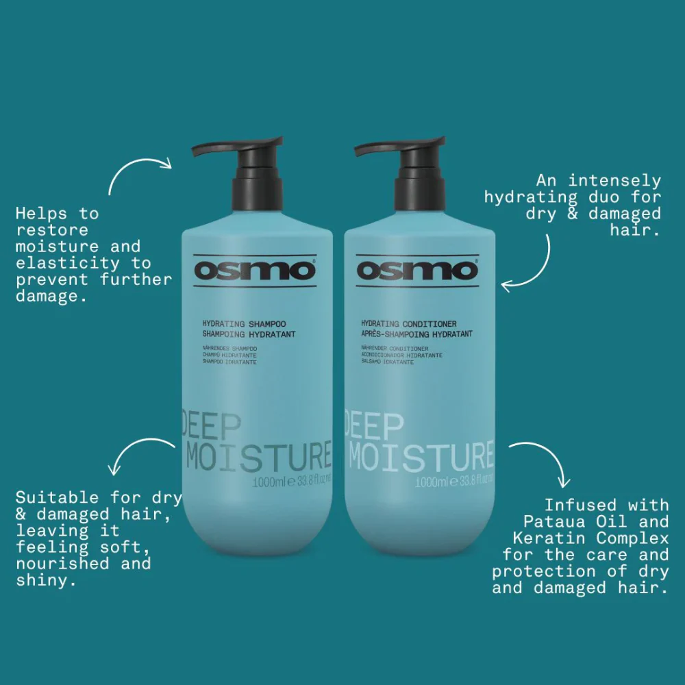 Osmo Deep Moisture Hydrating Shampoo & Conditioner Twin 2 x 1000ml - Image 3