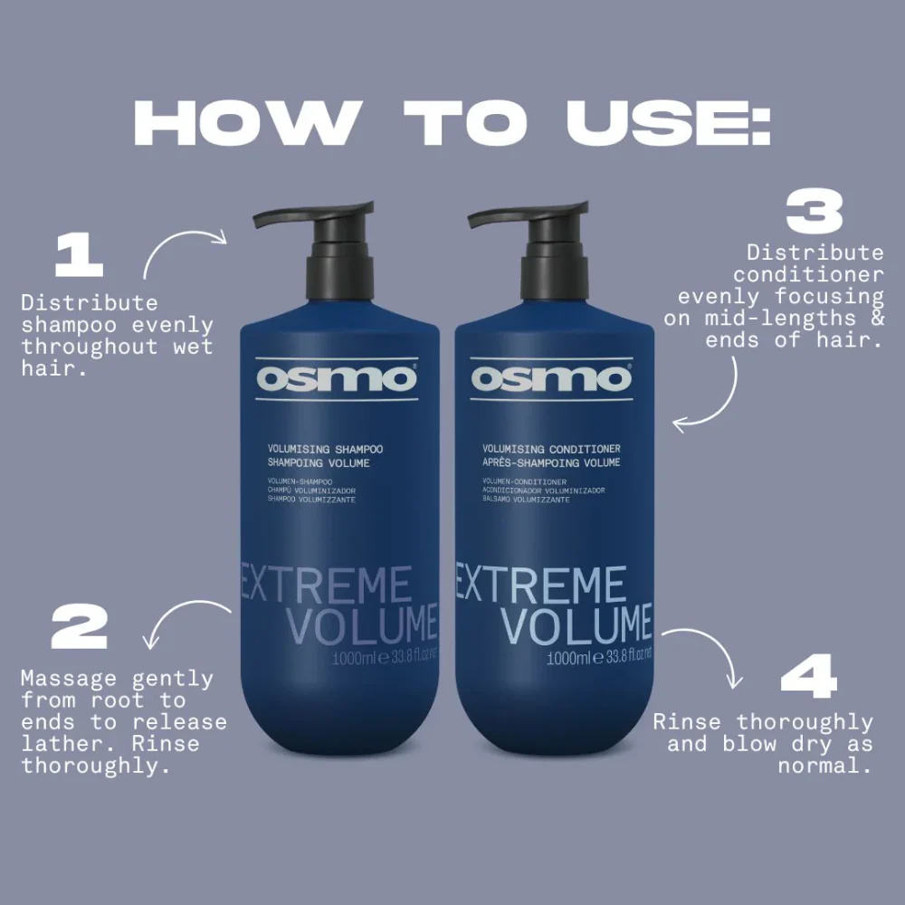 Osmo Extreme Volume Volumising Shampoo & Conditioner Twin 2 x 1000ml - Image 4