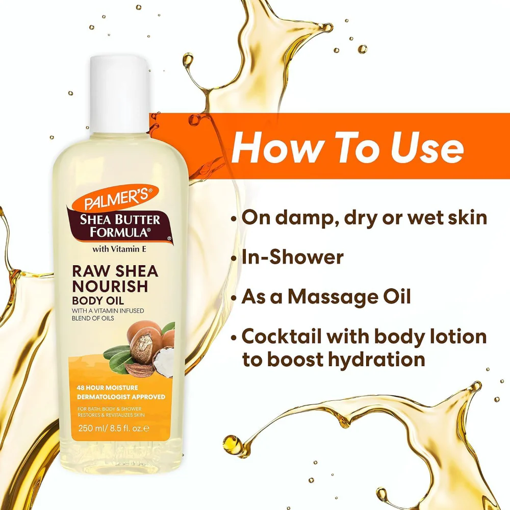 Palmer's Raw Shea Butter Nourish Vitamin Infused Body Oil 250ml - Image 5