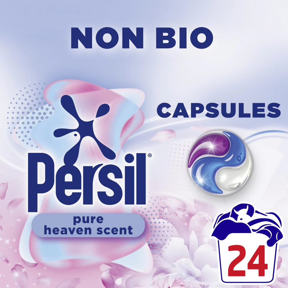 Persil Pure Heaven Scent Non-Bio Laundry Washing Detergent Capsules 24 Washes - Image 2
