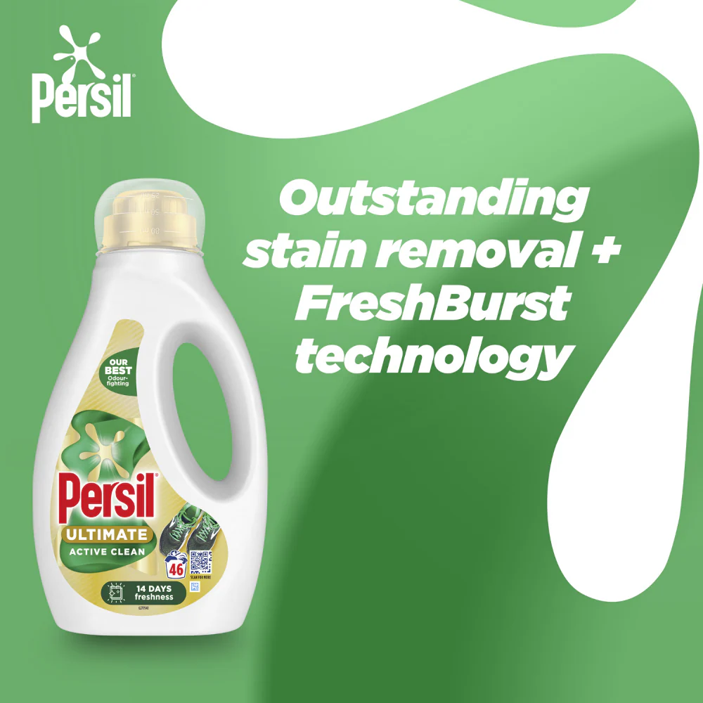 Persil Ultimate Active Clean Bio Liquid Laundry Washing Detergent 46 Washes 1242ml - Image 4