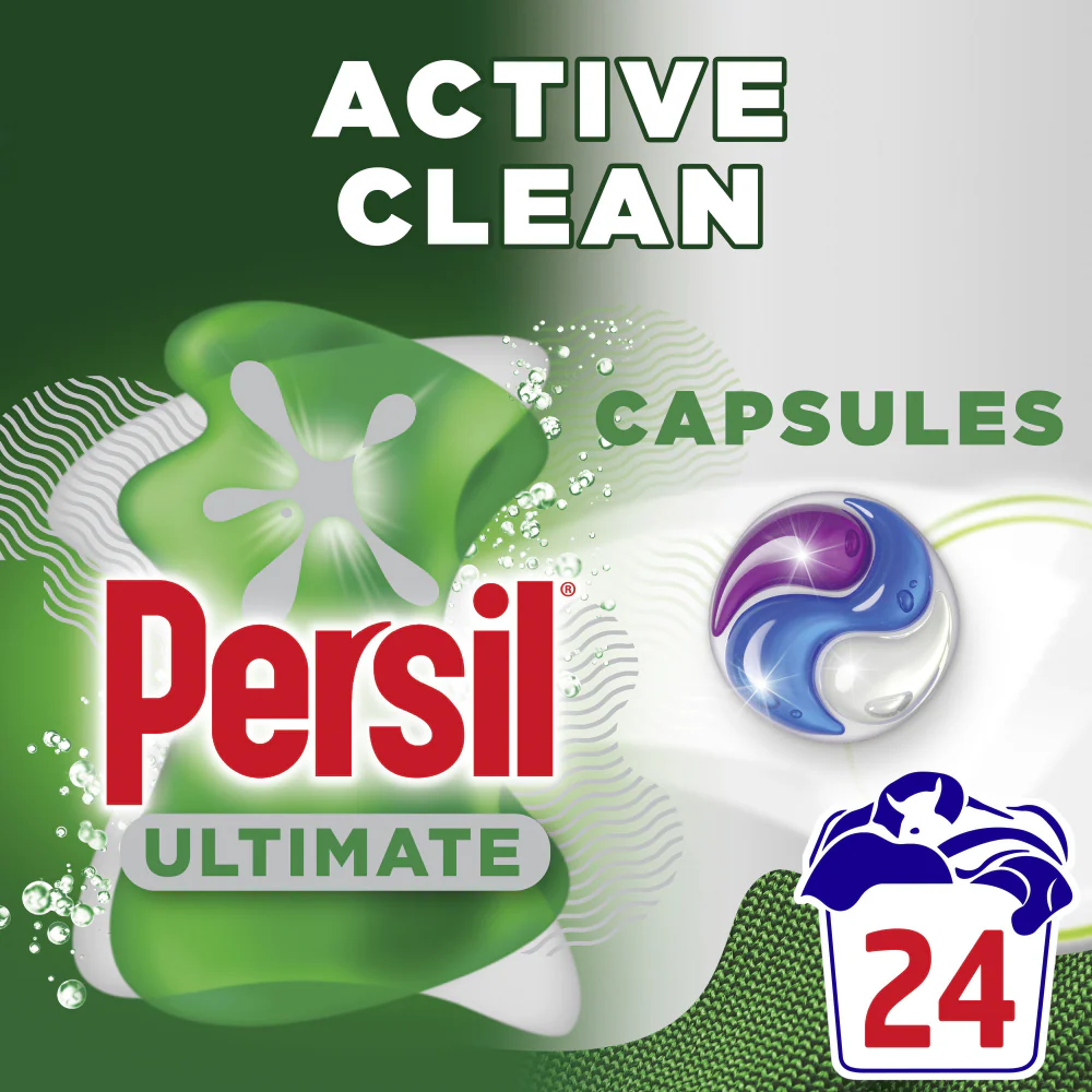 Persil Ultimate Active Clean Laundry Washing Detergent Capsules 24 Washes - Image 2
