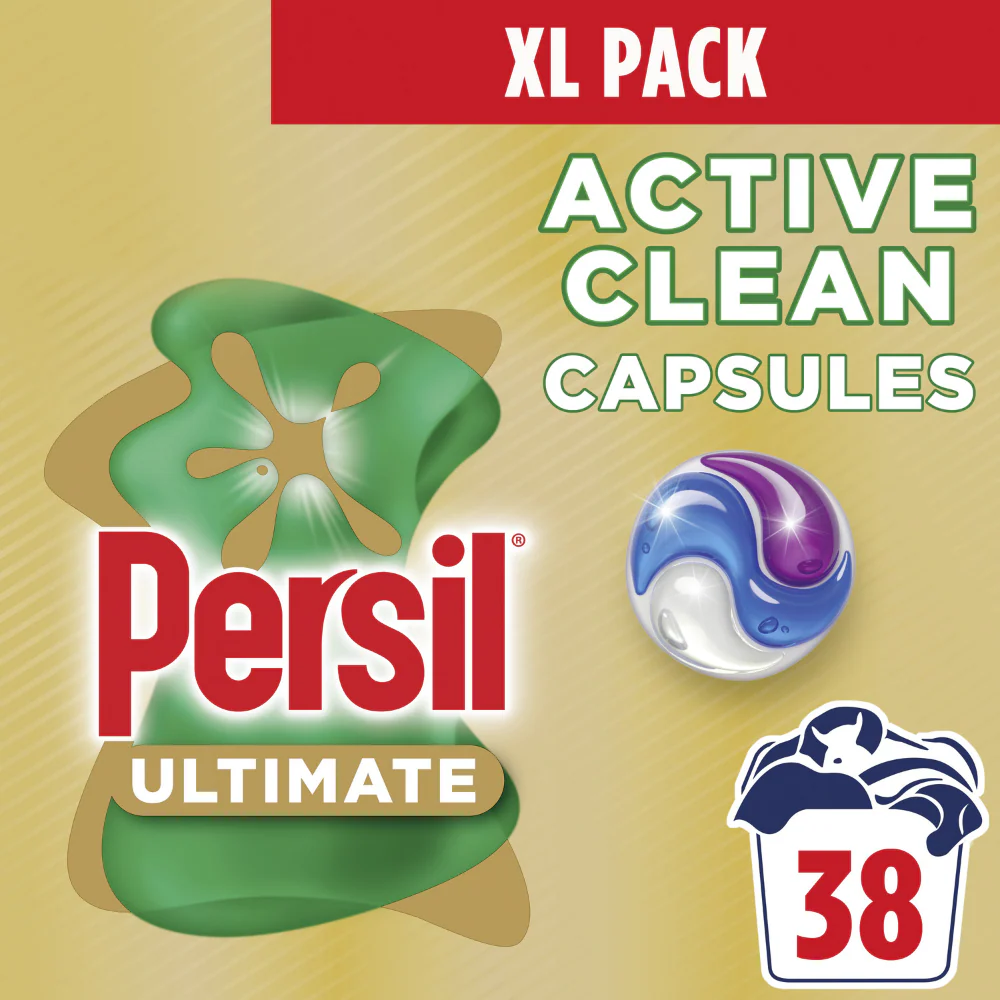 Persil Ultimate Active Clean Laundry Washing Detergent Capsules 38 Washes - Image 2