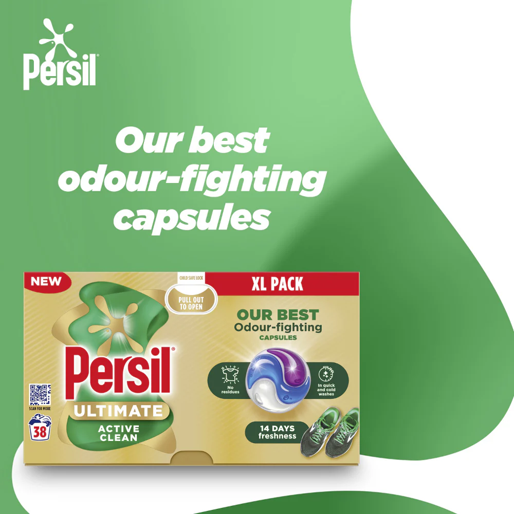 Persil Ultimate Active Clean Laundry Washing Detergent Capsules 38 Washes - Image 3