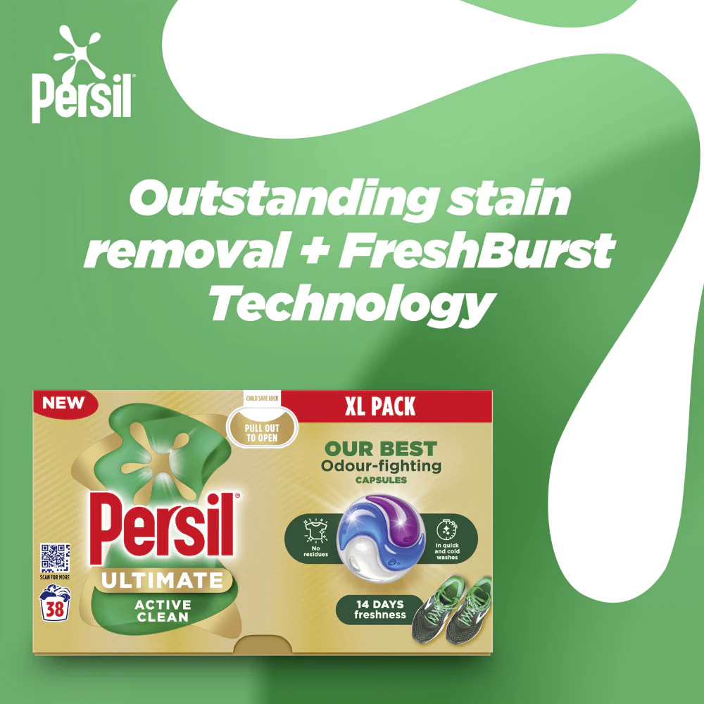 Persil Ultimate Active Clean Laundry Washing Detergent Capsules 38 Washes - Image 4
