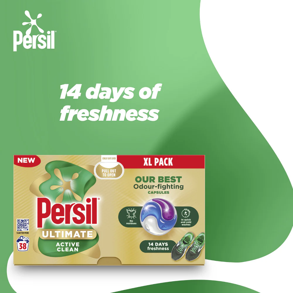 Persil Ultimate Active Clean Laundry Washing Detergent Capsules 38 Washes - Image 5