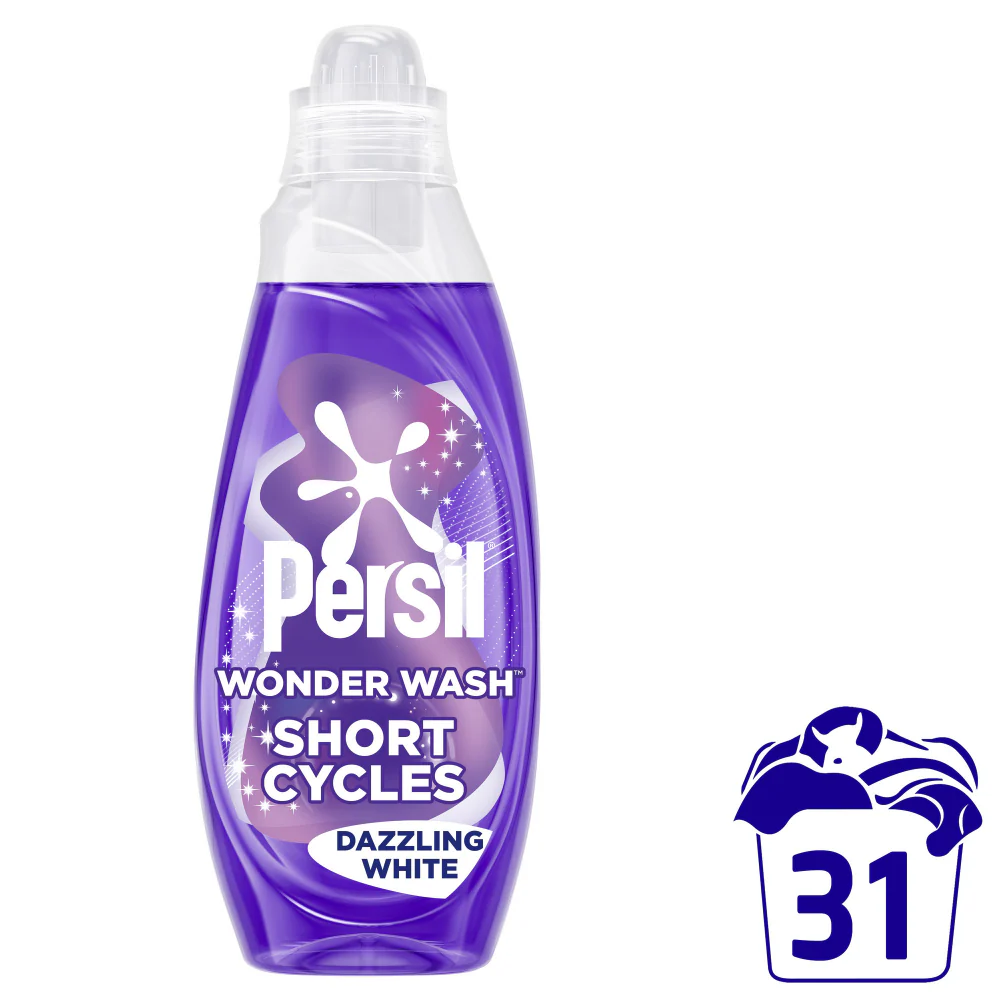 Persil Wonder Wash Dazzling White Bio Liquid Laundry Detergent 31 Washes 837ml - Image 2