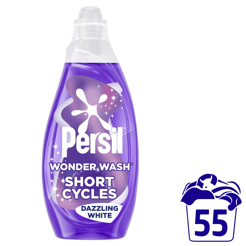 Persil Wonder Wash Dazzling White Bio Liquid Laundry Detergent 55 Washes 1485ml - Image 2