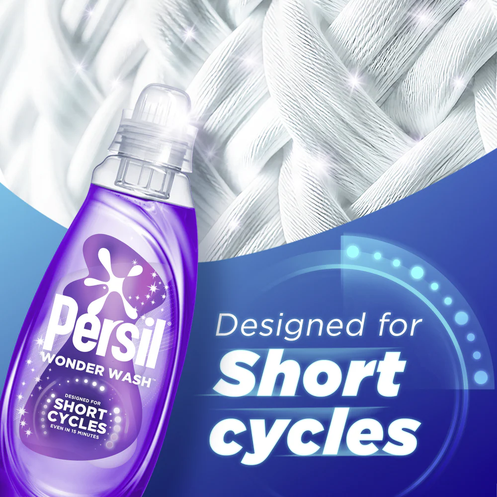 Persil Wonder Wash Dazzling White Bio Liquid Laundry Detergent 55 Washes 1485ml - Image 3