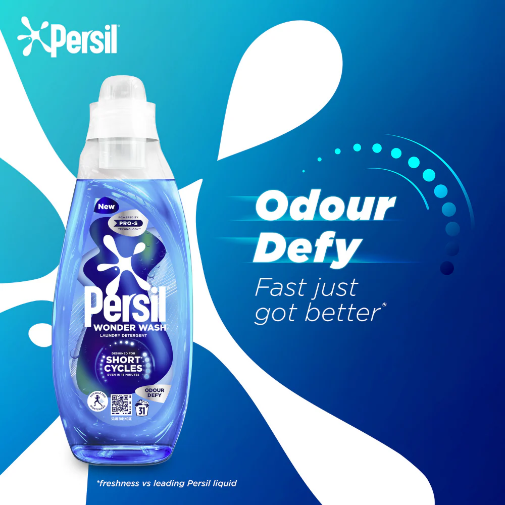 Persil Wonder Wash Odour Defy Bio Liquid Laundry Washing Detergent 31 Washes 837ml - Image 3
