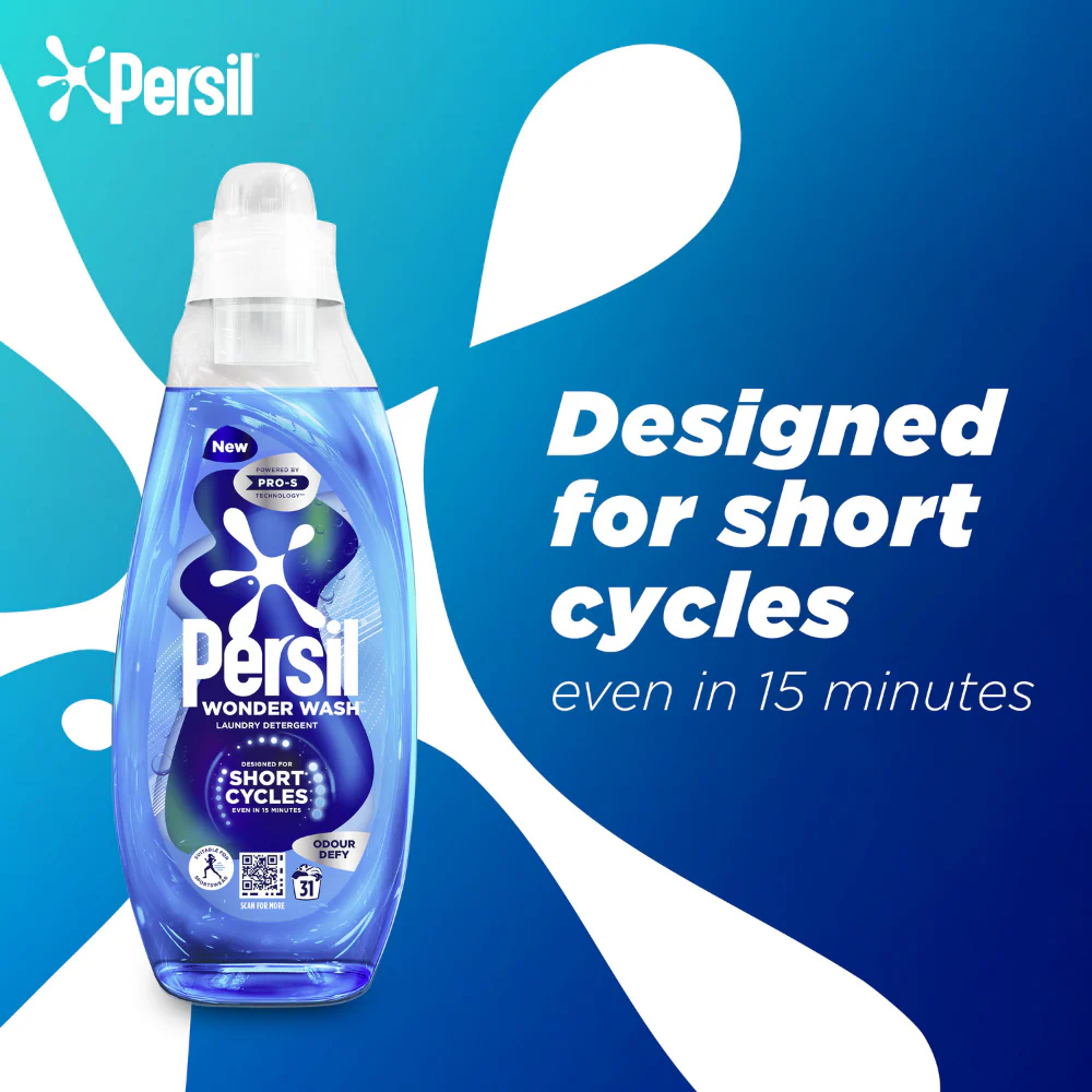 Persil Wonder Wash Odour Defy Bio Liquid Laundry Washing Detergent 31 Washes 837ml - Image 4