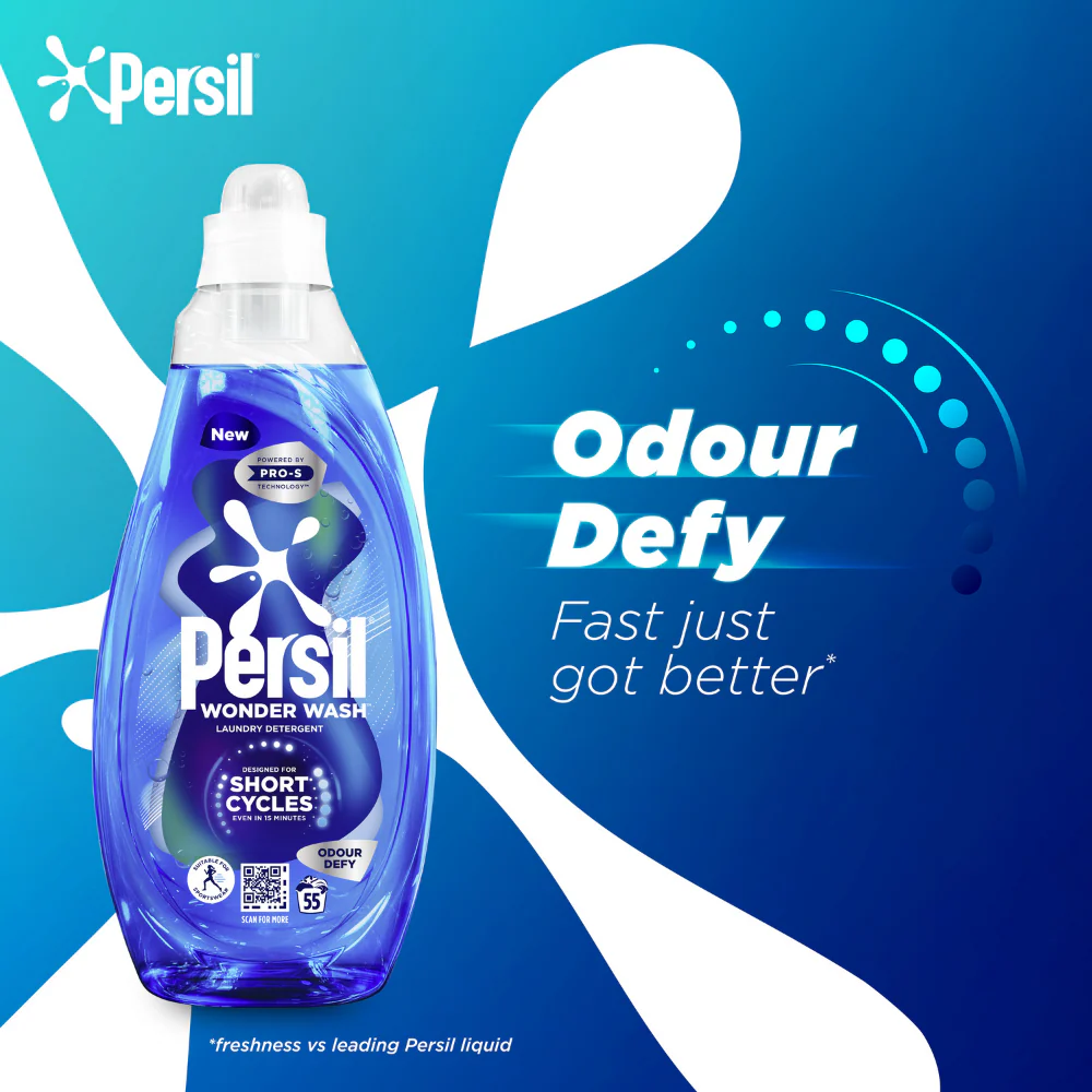 Persil Wonder Wash Odour Defy Bio Liquid Laundry Washing Detergent 55 Washes 1485ml - Image 3