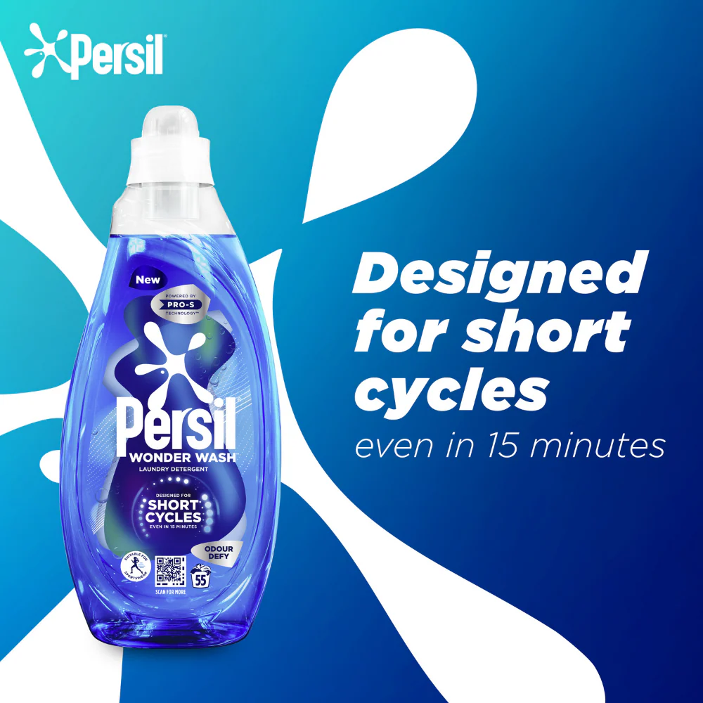 Persil Wonder Wash Odour Defy Bio Liquid Laundry Washing Detergent 55 Washes 1485ml - Image 4