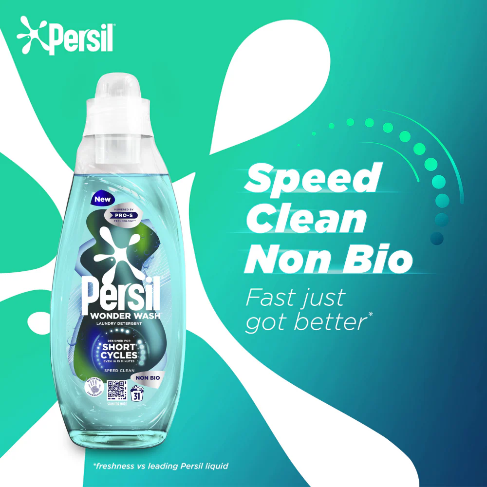 Persil Wonder Wash Speed Clean Non-Bio Liquid Laundry Detergent 31 Washes 837ml - Image 3